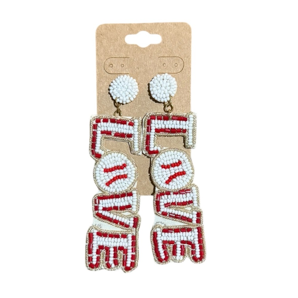 NWOT Beaded Baseball Earrings